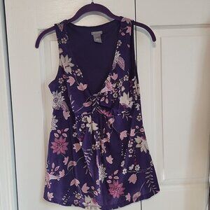 Sleeveless Purple Floral Top Size Medium